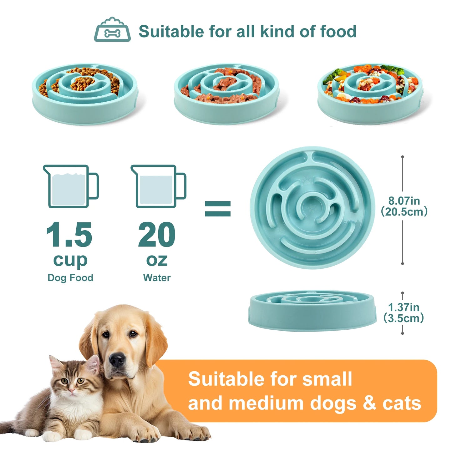 Non Slip Anti-Gulping Pet Dog Slow Feeder Bowl